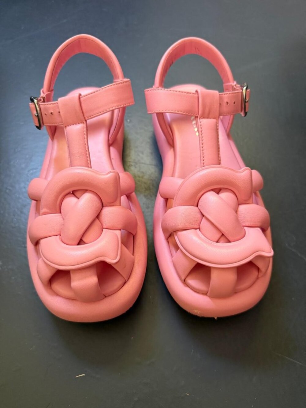 Coach Penney Soft Emblem Flatform Fisherman Sandals Pink